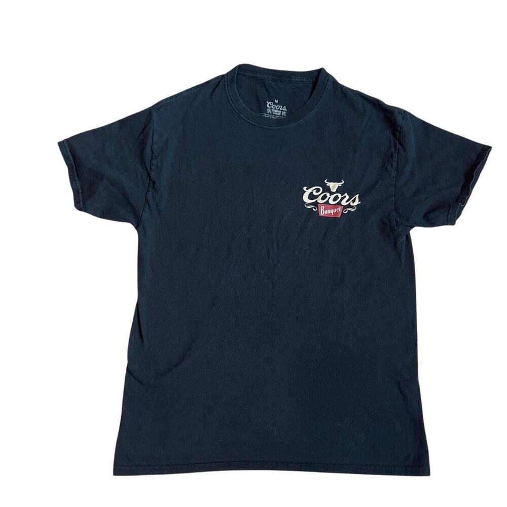 Coors Banquet Rodeo western black graphic short sleeve‎ shirt SIZE M
